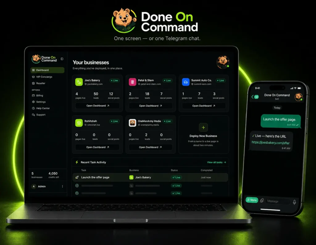 Done On Command AI dashboard